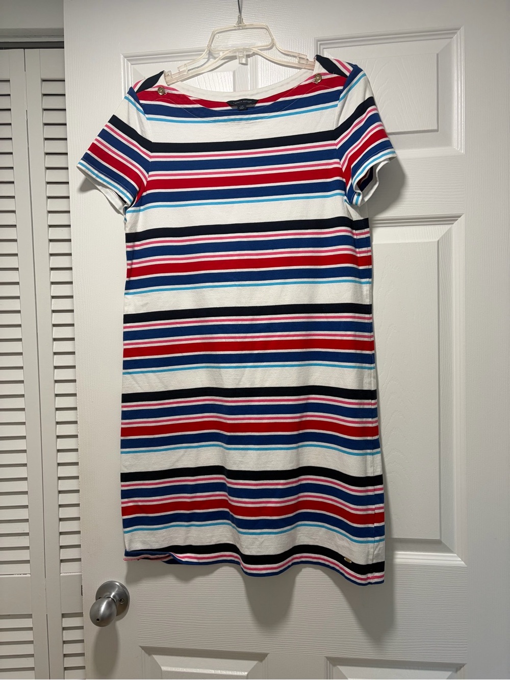 Tommy Hilfiger White, Red & Blue Striped Mini Dress